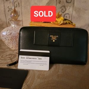 💟SOLD💟100% Authentic Prada Saffiano Fiocco Wallet Bow, EUC